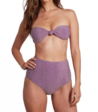 Sauipe Strapless Bandeau Bikini Top In Lurex Lilac In Purple