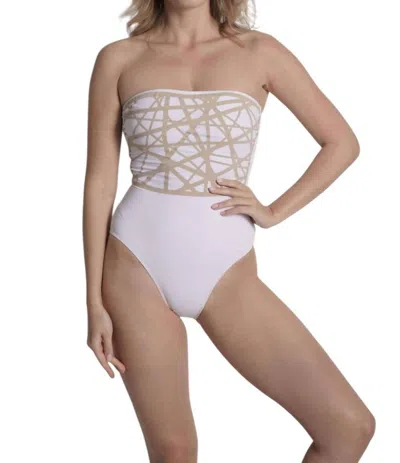 Sauipe Strapless Bathing Suit In White Bandeau In Neutral