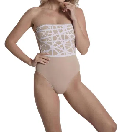 Sauipe Strapless One Piece Swimsuit In Camel In Brown