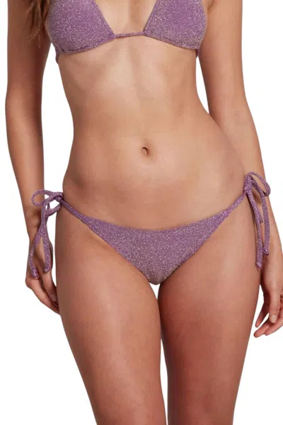 Sauipe Tamara Tie Side Triangle Bikini Bottom In Lurex Lilac In Pink
