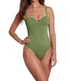 Sauipe Woman's One Piece Swimsuit With Molded Cups In Green In Green