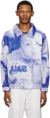Saul Nash Blue And White Logo Print Shirt Jacket In Blue
