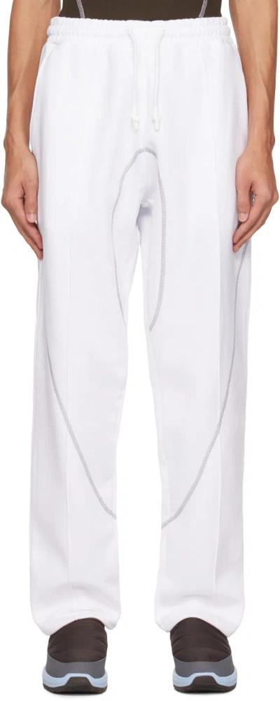 Saul Nash White Overlock Stitch Lounge Pants