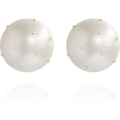 Saule Label Saulė Label Gaia Crystal Midi Earrings In White
