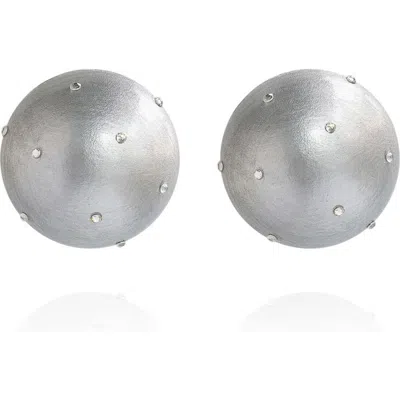 Saule Label Saulė Label Gaia Crystal Midi Earrings In White