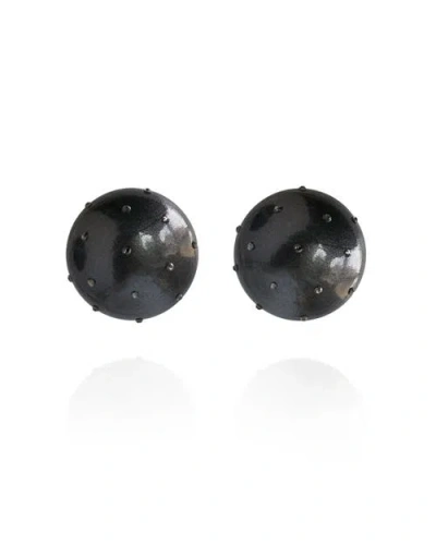 Saule Label Saulė Label Gaia Crystal Mini Earrings In Black