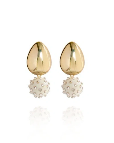 Saule Label Saulė Label Tulia Jet Earrings In Golden Ivory