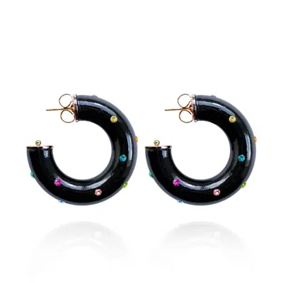Saule Label Women's Black Alba Hoops In Jet Raven