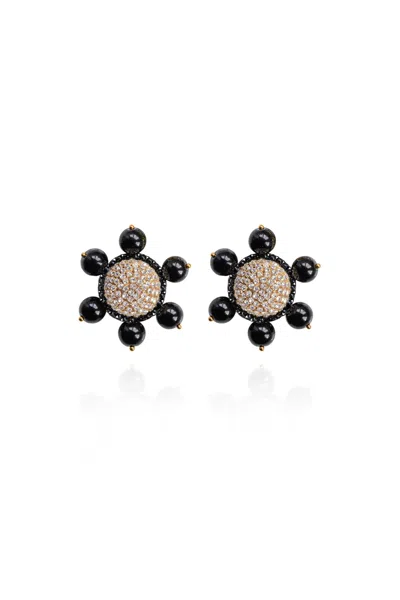 Saule Label Women's Black / Gold Jolie Clip-on Earrings In Slick Black