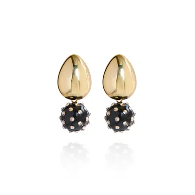 Saule Label Women's Black / Gold Tulia Jet Earrings In Gold Twilight