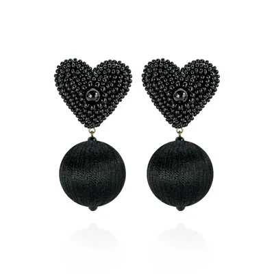 Saule Label Women's Black Luisa Earrings In Satin Ink