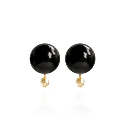 Saule Label Women's Black Luna Petite Earrings In Crystal Eclipse