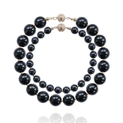 Saule Label Women's Black Siena Duo Necklaces In Raven