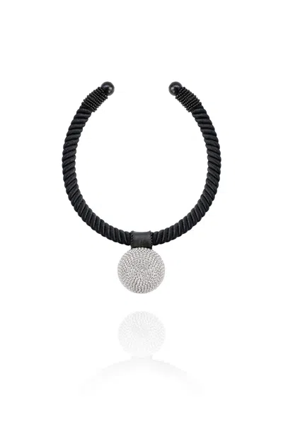 Saule Label Women's Black / Silver Gaia Glam Necklace In Silver Sheen