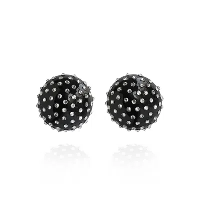 Saule Label Women's Black / Silver Gaia Mini Jet Earrings In Silver Moonrise In Black/silver