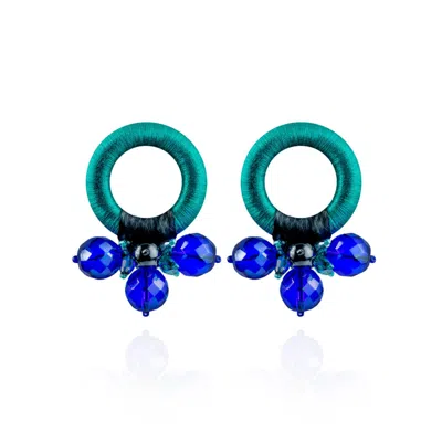 Saule Label Women's Blue / Green Saulė Earrings In Peacock Blue