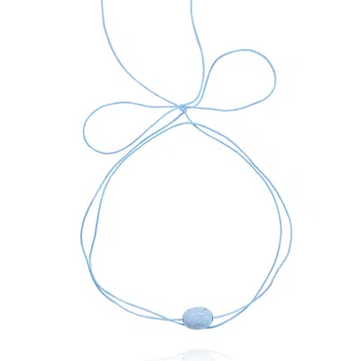 Saule Label Women's Blue Lily Tie Necklace In Jet Skyfall