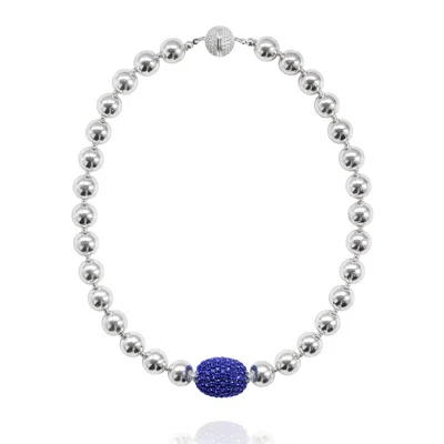 Saule Label Women's Blue / Silver Cassia Necklace In Midnight Blue