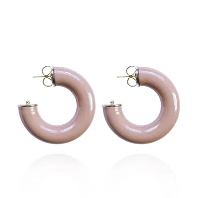 Saule Label Women's Brown Alba Hoops In Dune In Pink