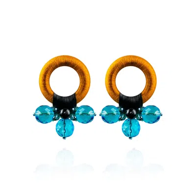 Saule Label Women's Brown / Blue Saulė Earrings In Azure Honey In Multi