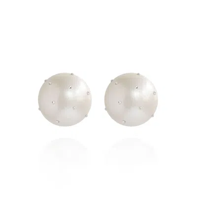 Saule Label Women's Gaia Midi Crystal Earrings In White Heron