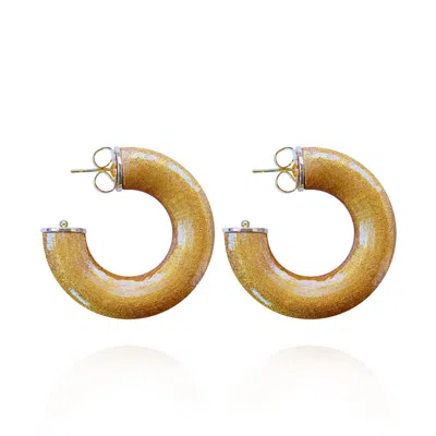 Saule Label Women's Gold Alba Hoops In Ray