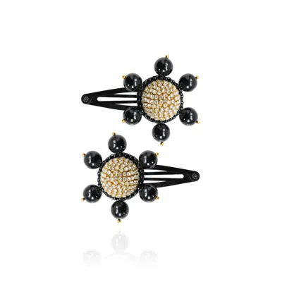 Saule Label Women's Gold / Black Jolie Barrettes In Slick Black