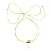 Saule Label Women's Gold Lily Tie Necklace In Jet Ray In Gray