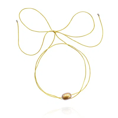 Saule Label Women's Gold Lily Tie Necklace In Jet Ray