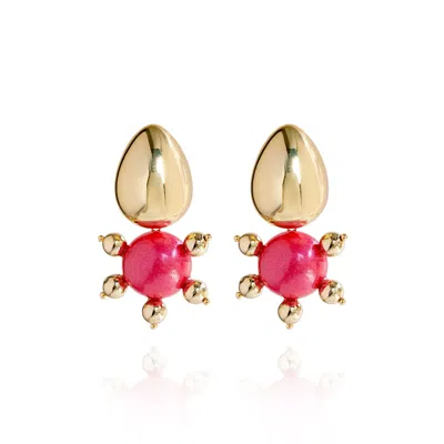 Saule Label Women's Gold / Pink / Purple Tulia Earrings In Coral Sunset