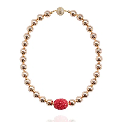 Saule Label Women's Gold / Red Cassia Necklace In Crimson Bloom