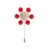 Saule Label Women's Gold / Red Jolie Lapel Pin In Amaranth Red