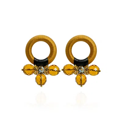 Saule Label Women's Gold Saulė Earrings In Amber Cognac
