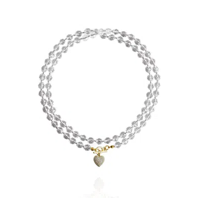 Saule Label Women's Gold / Silver Leni Loop Necklace In Crystal In White