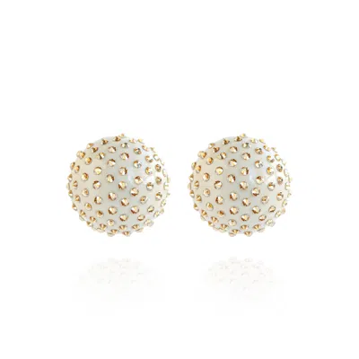 Saule Label Women's Gold / White Gaia Mini Jet Earrings In Golden Ivory In Gold/white