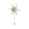 Saule Label Women's Gold / White Jolie Lapel Pin In White Pearl