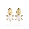 Saule Label Women's Gold / White Tulia Earrings In White Heron