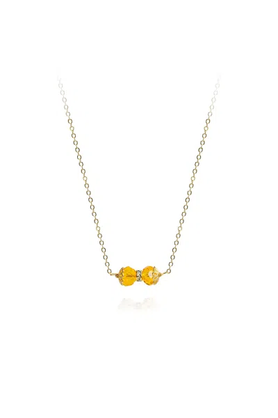 Saule Label Women's Gold / Yellow / Orange Elise Bow Necklace In Apricot