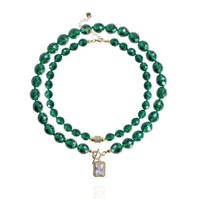 Saule Label Women's Green Leni Necklace Set In Emerald