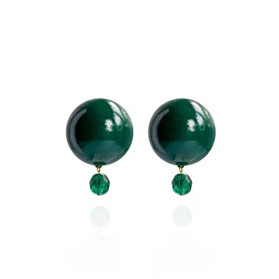 Saule Label Women's Green Luna Petite Earrings In Earthbound Emerald
