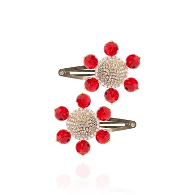 Saule Label Women's Jolie Barretes In Amaranth Red