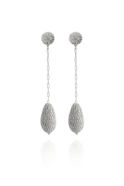Saule Label Women's Marcelle Earrings In Long Silver Drops In Gray