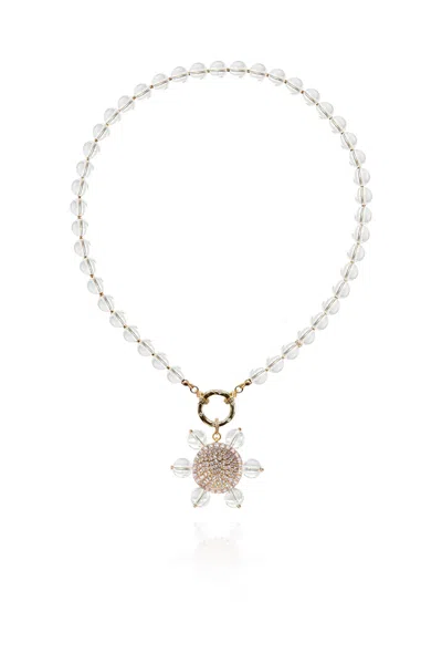 Saule Label Women's Neutrals / Gold Jolie Necklace In Glass Glaze In White