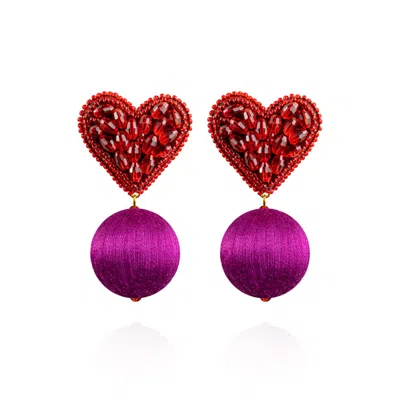 Saule Label Women's Pink / Purple / Red Luisa Earrings In Mulberry Red