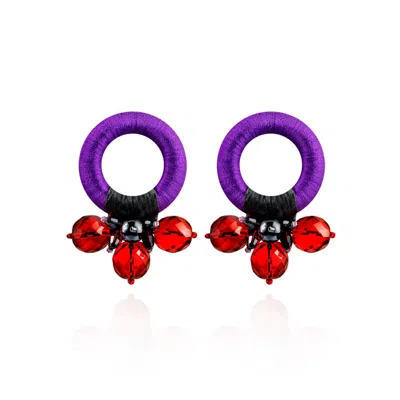 Saule Label Women's Pink / Purple / Red Saulė Earrings In Indigo Red