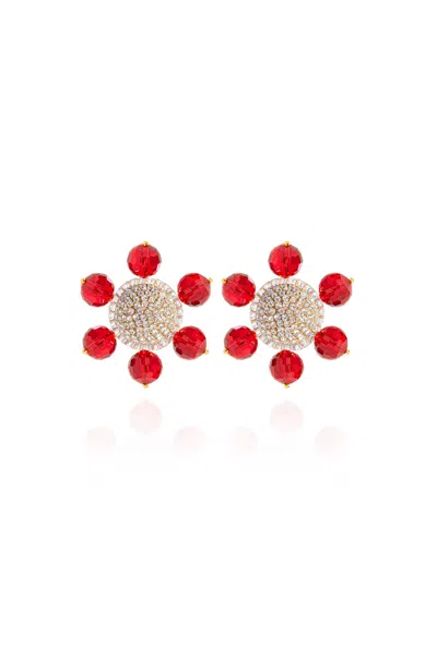 Saule Label Women's Red / Gold Jolie Clip-on Earrings In Amaranth Red