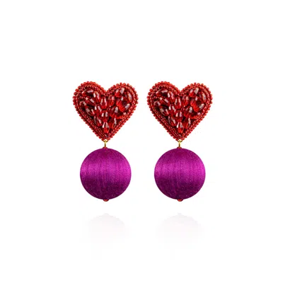 Saule Label Women's Red / Pink / Purple Luisa Earrings In Mulberry Red