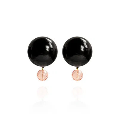 Saule Label Women's Rose Gold / Black Luna Earrings In Cranberry Eclipse