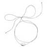 Saule Label Women's Silver Lily Tie Necklace In Jet Frost In Metallic