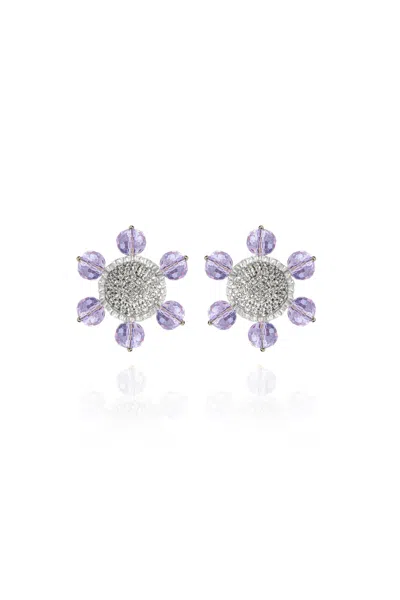 Saule Label Women's Silver / Pink / Purple Jolie Clip-on Earrings In Lilac Dream